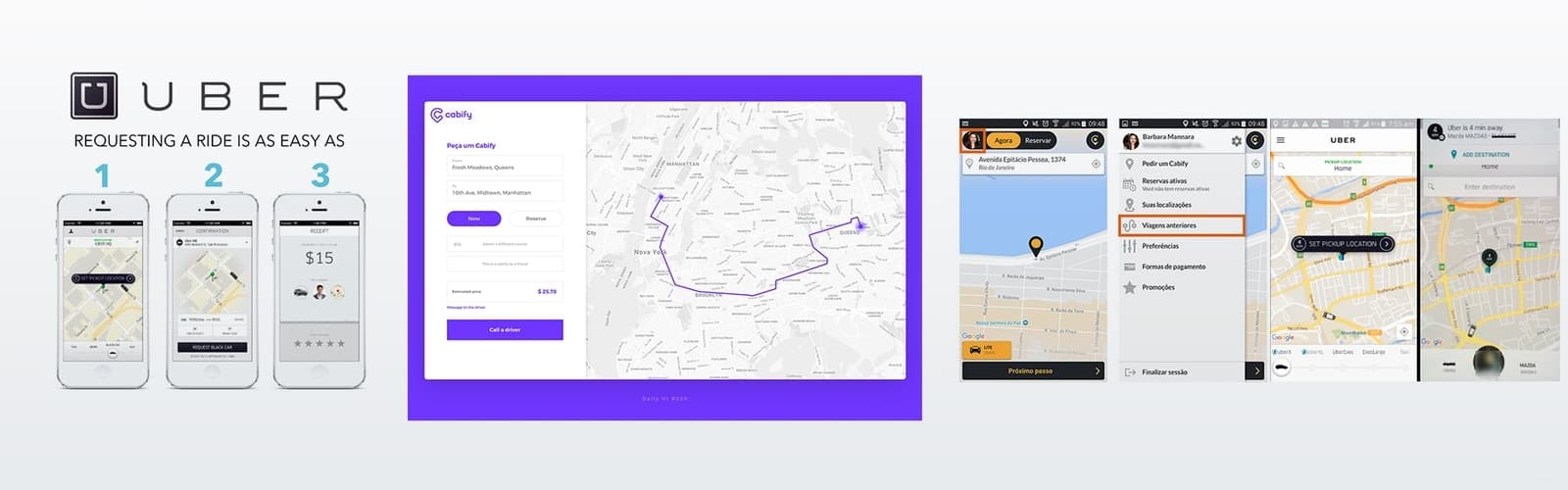 Benchmarking de padrões de interface: Uber, Cabify e apps de logística