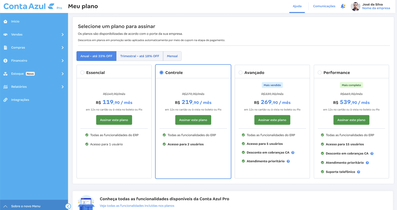 Tela de planos depois — CTAs de compra em destaque