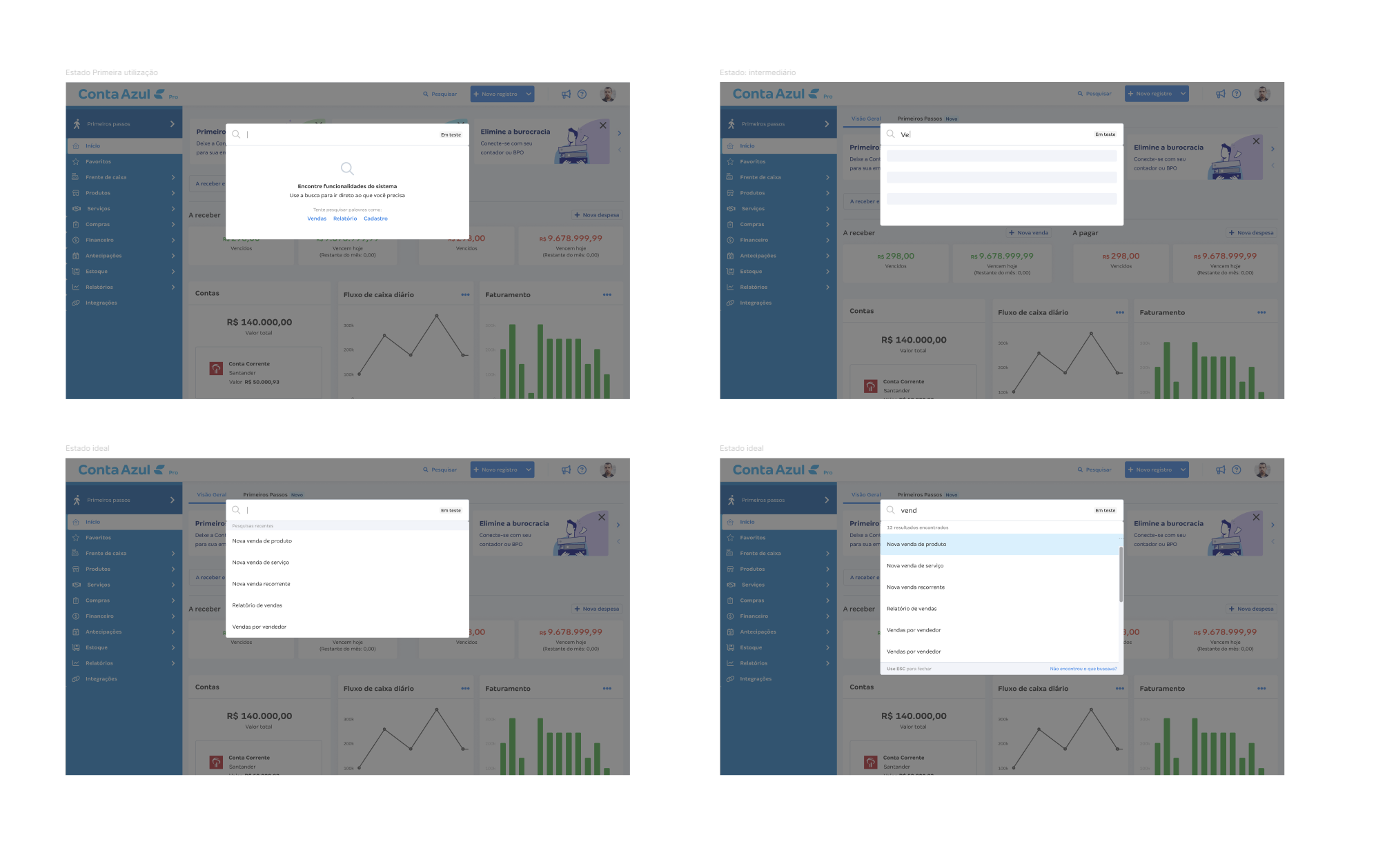 Busca global — resultados contextuais