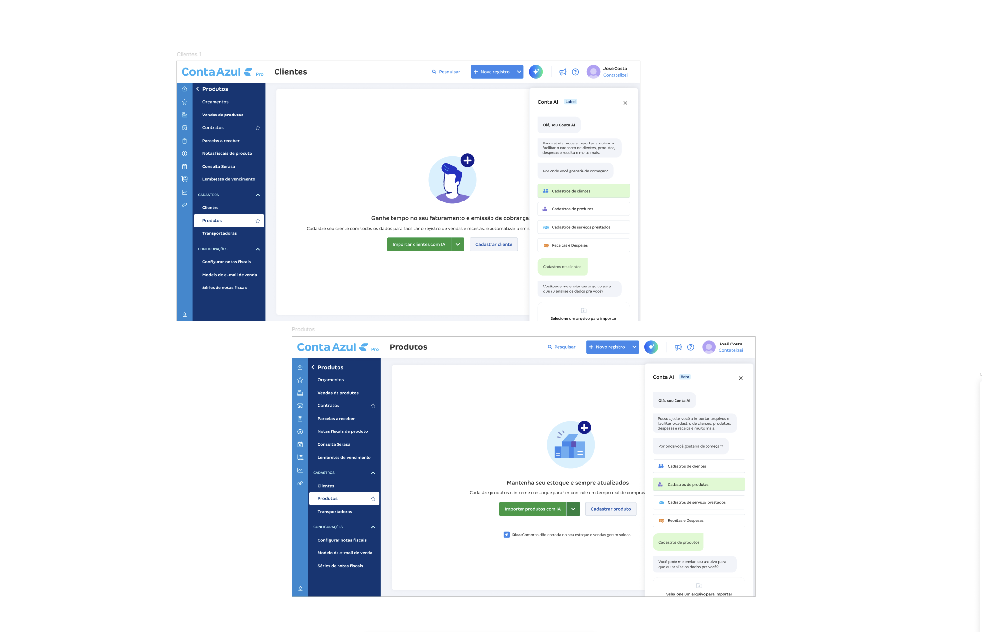 Importação com IA — touchpoints e pontos de entrada no fluxo