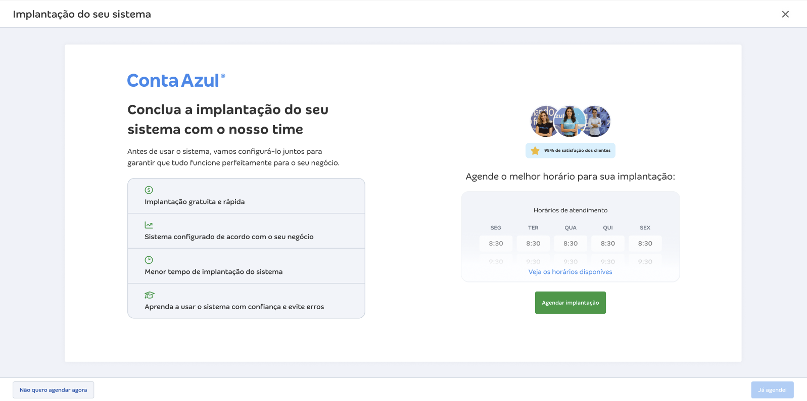Agendamento de treinamento — convite e fluxo na plataforma