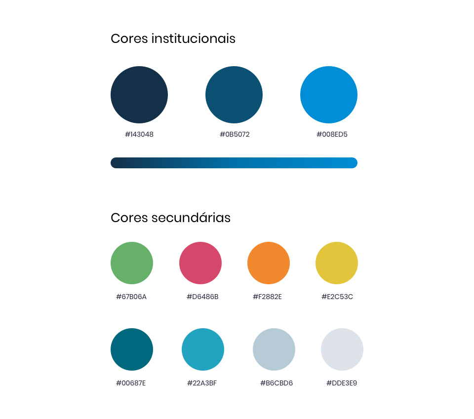 Nova paleta de cores institucionais e secundárias