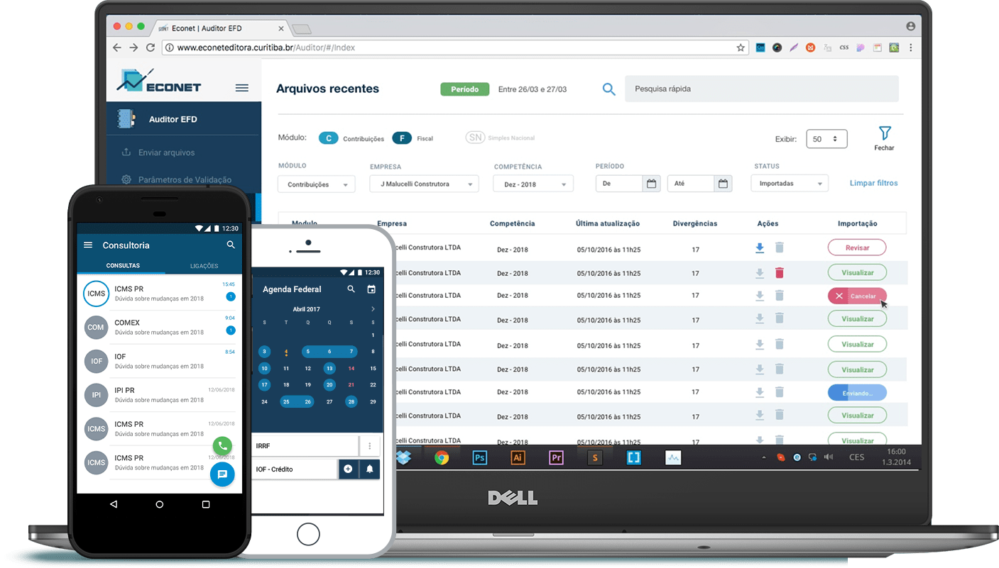 Visão geral das interfaces redesenhadas em desktop e mobile